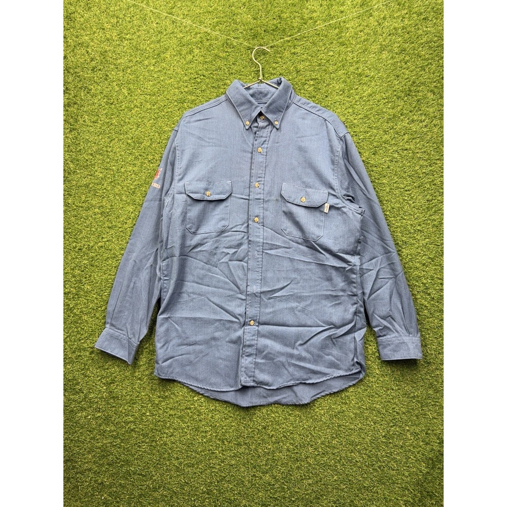 Drifire Long Sleeve Button Up Shirt Mens Large Denim Chambray Workwear NWOT